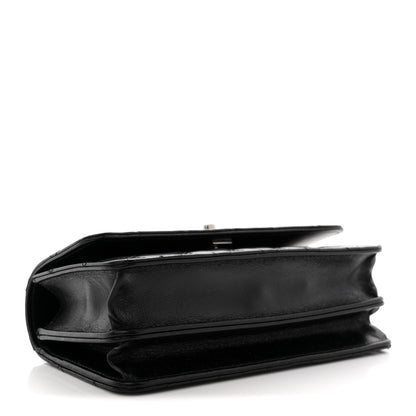 Chanel Shiny Crumpled Calfskin Crystal Quilted Precious Handle Clutch With Chain Black 4 of 10
