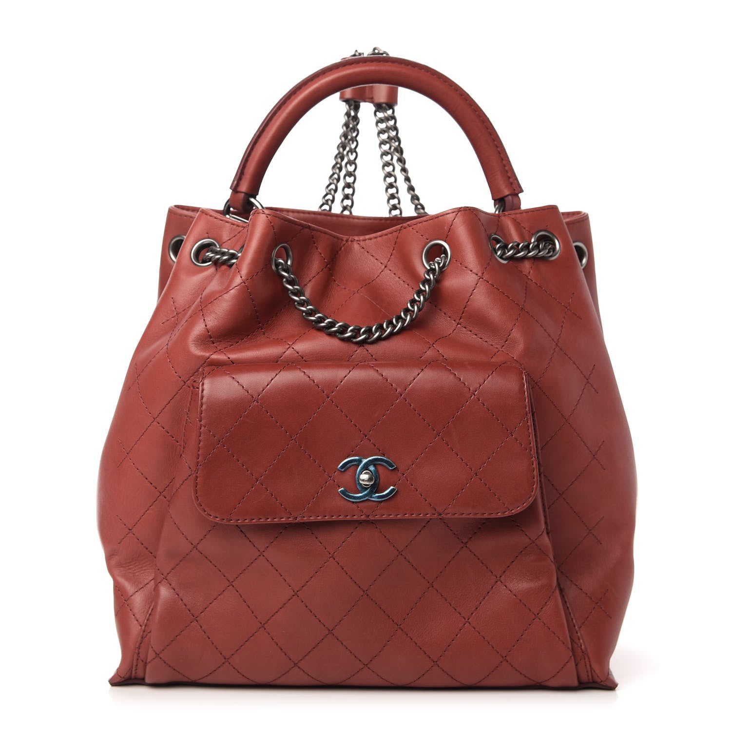 Chanel Calfskin Stitched Large Urban Luxury Drawstring Backpack Dark Red 1 of 10