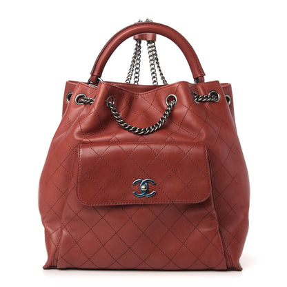Chanel Calfskin Stitched Large Urban Luxury Drawstring Backpack Dark Red 1 of 10