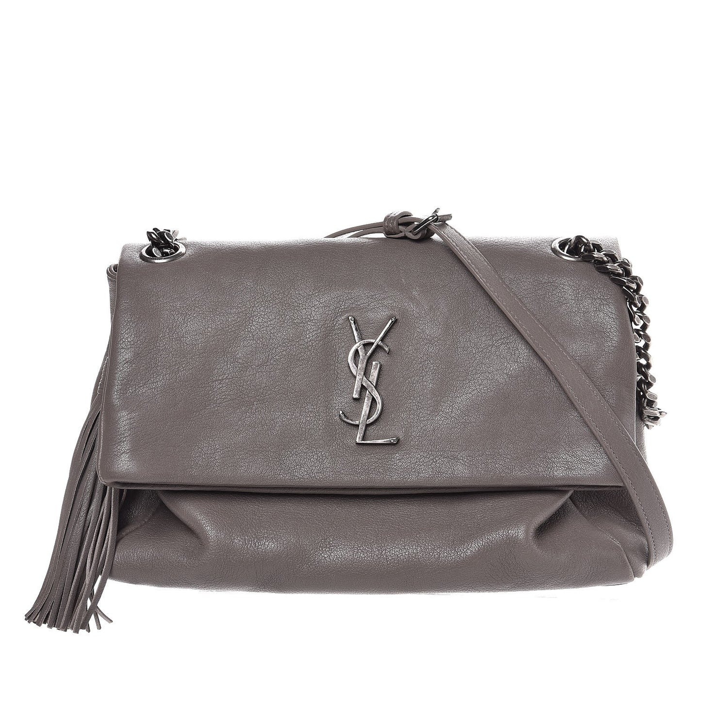 Sheepskin Medium West Hollywood Monogram Fold-Over Bag Grey