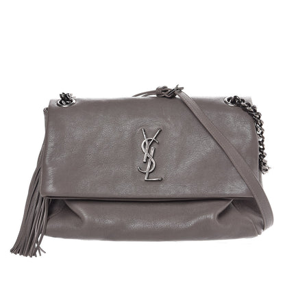 Saint Laurent Sheepskin Medium West Hollywood Monogram Fold-Over Bag Grey 1 of 8