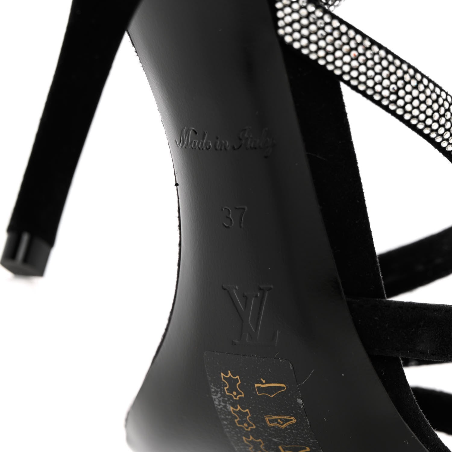 Louis Vuitton Suede Goat Rhinestone Appeal Sandals 37 Black 8 of 9