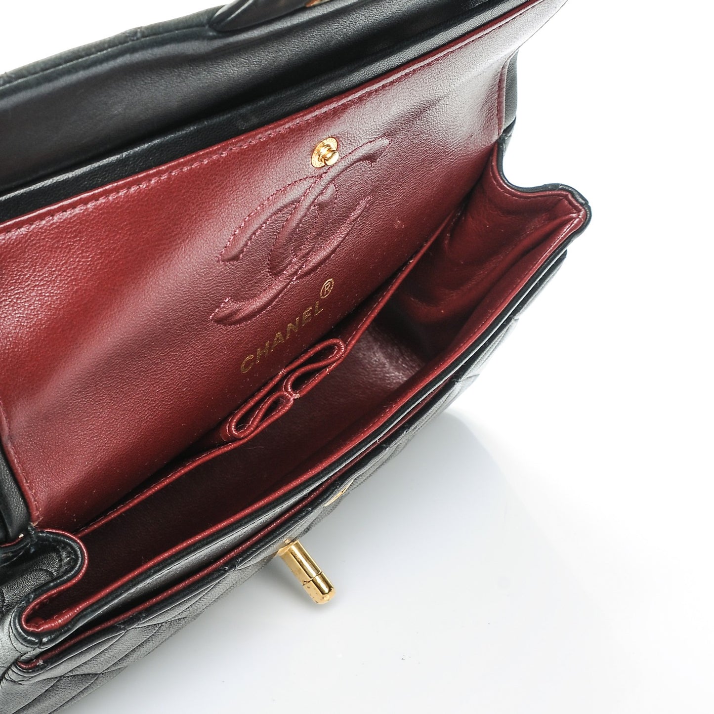 Lambskin Quilted Small Double Flap Black