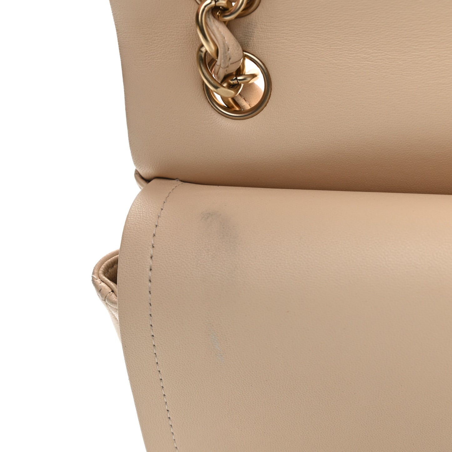 Lambskin Quilted Jumbo Double Flap Beige Clair