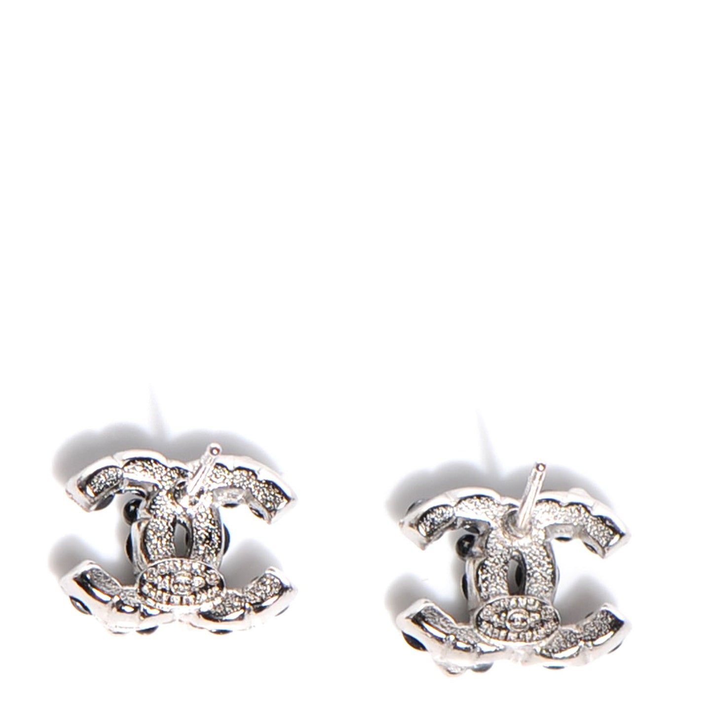 Resin Bead CC Earrings Silver Black