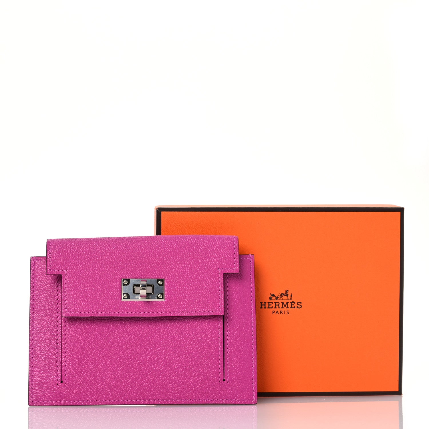 Hermes Chevre Mysore Kelly Pocket Compact Wallet Rose Pourpre 11 of 11