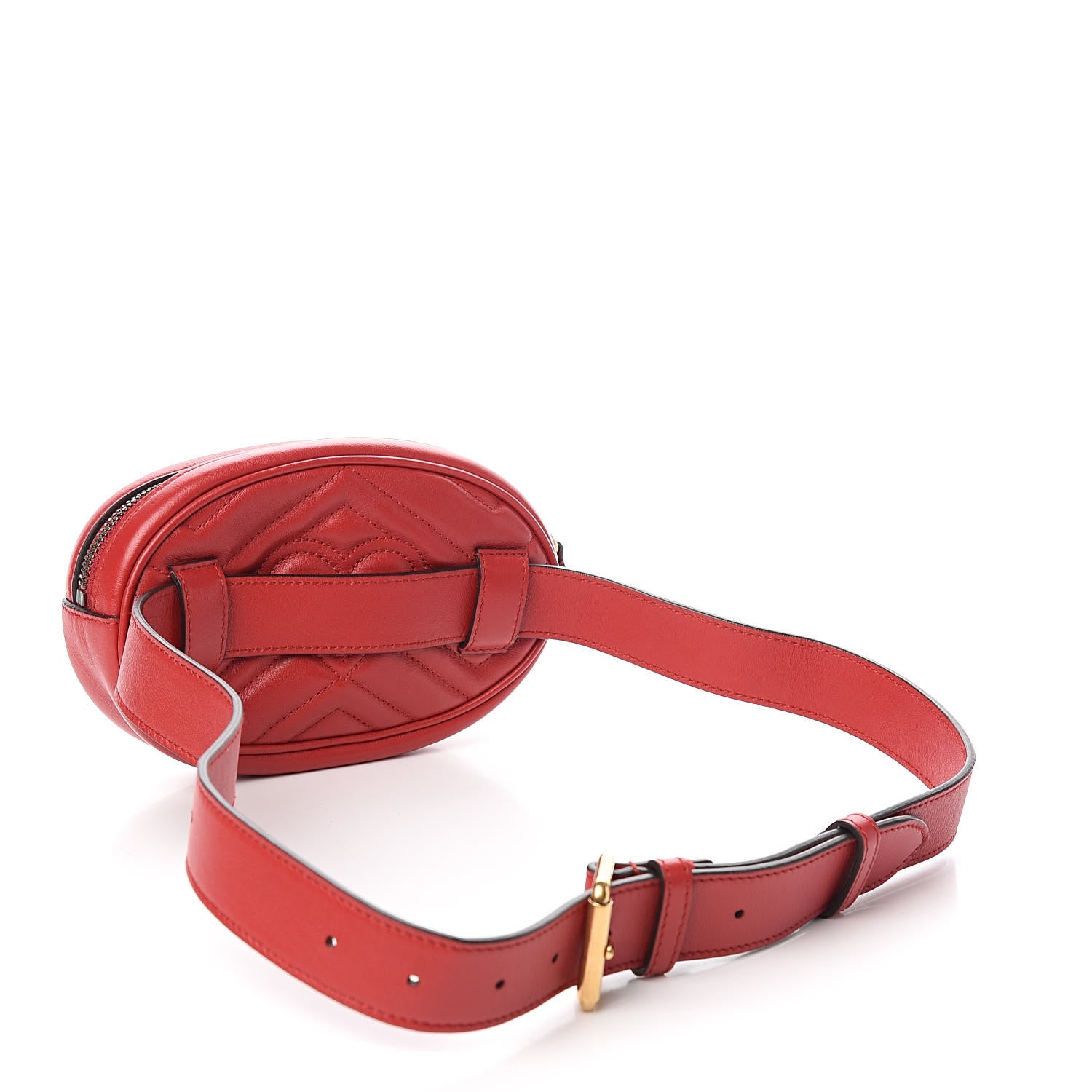 Gucci Calfskin Matelasse GG Marmont Belt Bag 85 34 Hibiscus Red 3 of 11