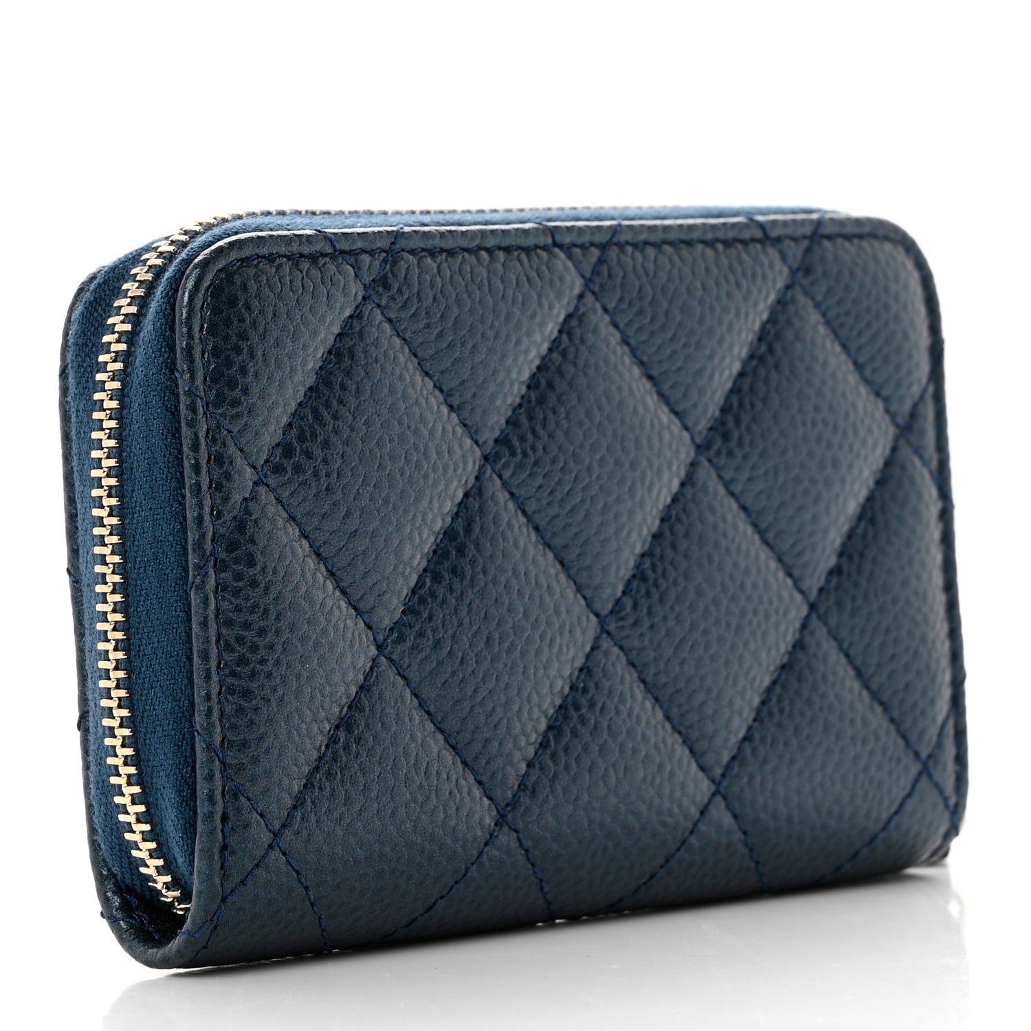 Chanel Iridescent Caviar Quilted Zip Coin Purse Dark Blue 3 of 7