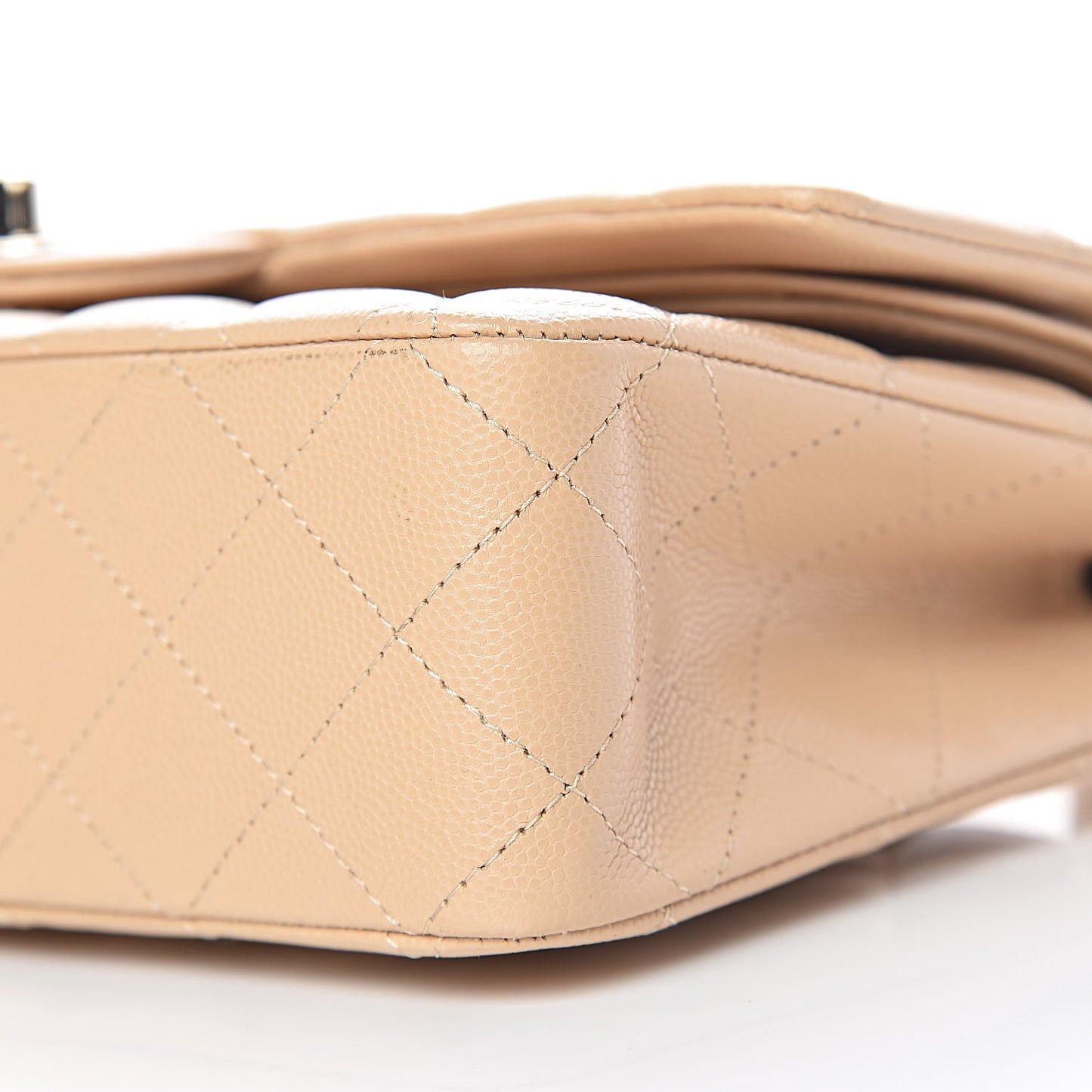 Caviar Quilted Medium Double Flap Light Beige