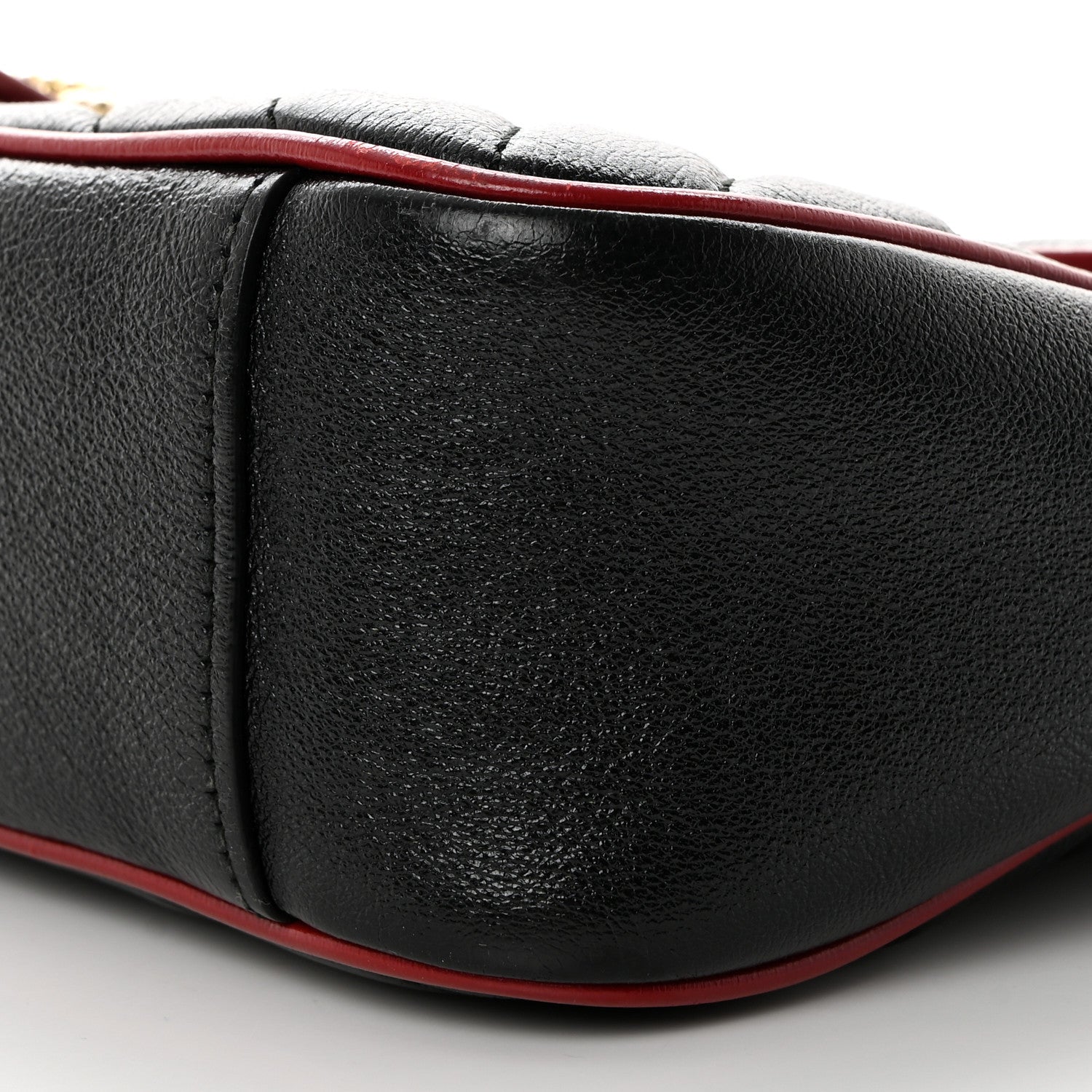 Gucci Vintage Effect Calfskin Matelasse Diagonal Small Torchon GG Marmont Shoulder Bag Black Romantic Cherry 10 of 10
