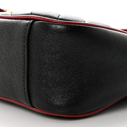 Gucci Vintage Effect Calfskin Matelasse Diagonal Small Torchon GG Marmont Shoulder Bag Black Romantic Cherry 10 of 10