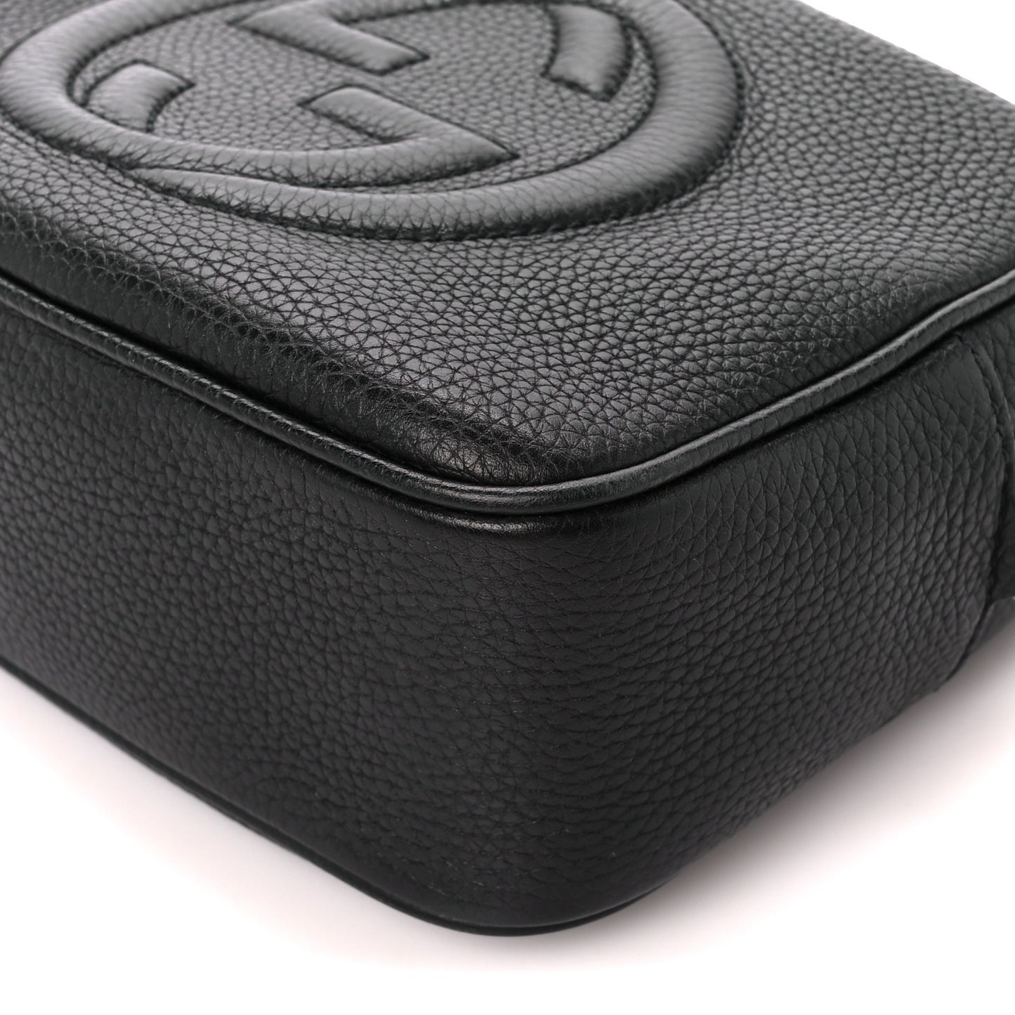 Pebbled Calfskin Small Soho Disco Bag Black
