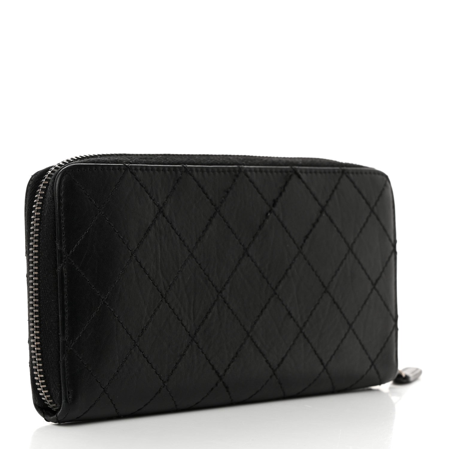 Chanel Aged Calfskin Quilted Reissue Large Gusset Zip Around Wallet Black 3 of 9