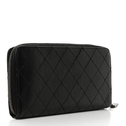 Chanel Aged Calfskin Quilted Reissue Large Gusset Zip Around Wallet Black 3 of 9