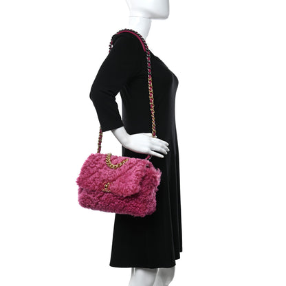 Chanel Shearling Sheepskin Medium Chanel 19 Flap Pink 2 of 9
