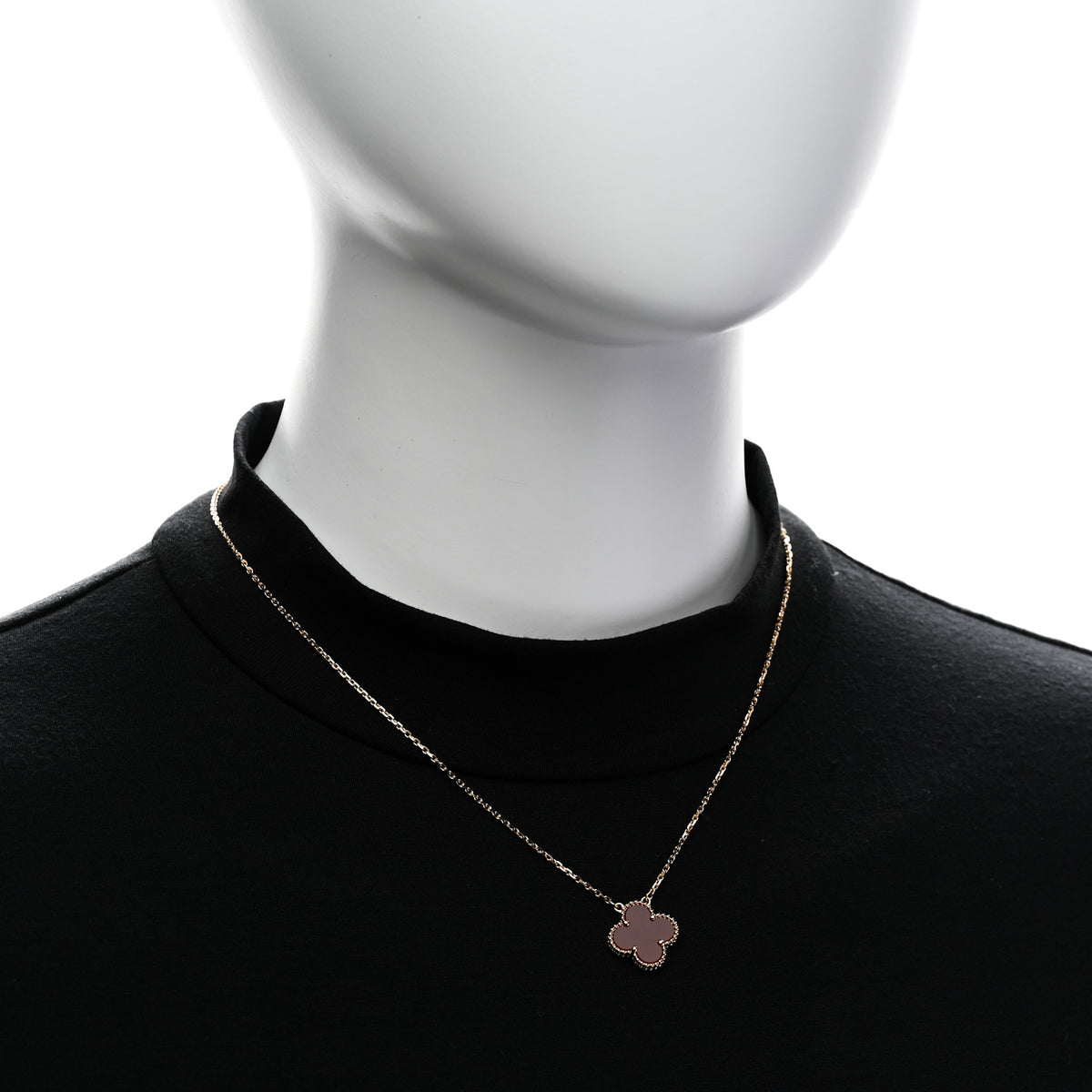 18K Yellow Gold Carnelian Vintage Alhambra Pendant Necklace