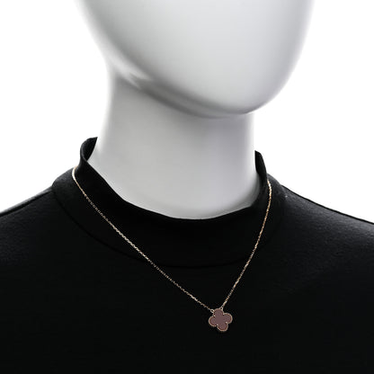 Van Cleef & Arpels 18K Yellow Gold Carnelian Vintage Alhambra Pendant Necklace 2 of 6