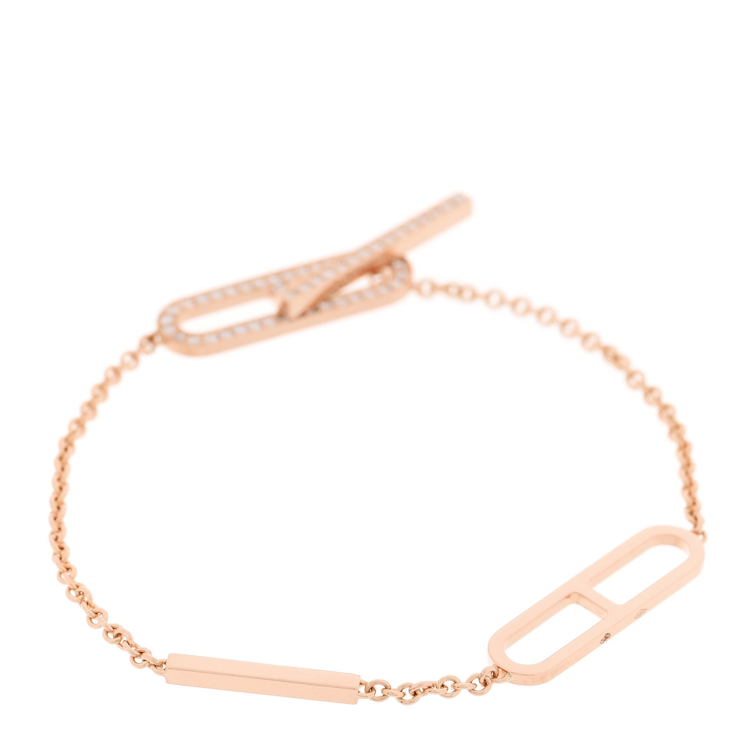 Hermes 18K Rose Gold Diamond PM Ever Chaine D'Ancre Bracelet ST 2 of 5