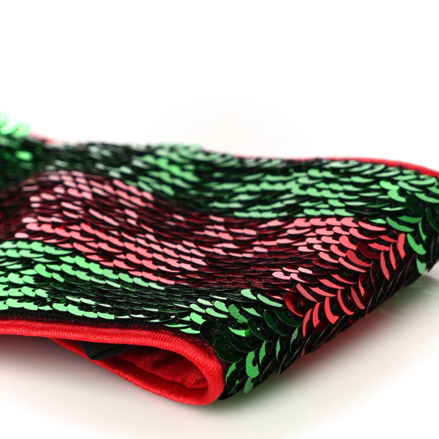 Sequin Silk Striped Headband Red Green