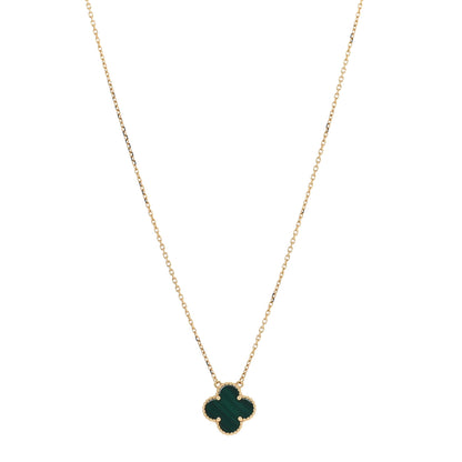 Van Cleef & Arpels 18K Yellow Gold Malachite Vintage Alhambra Pendant Necklace 1 of 5