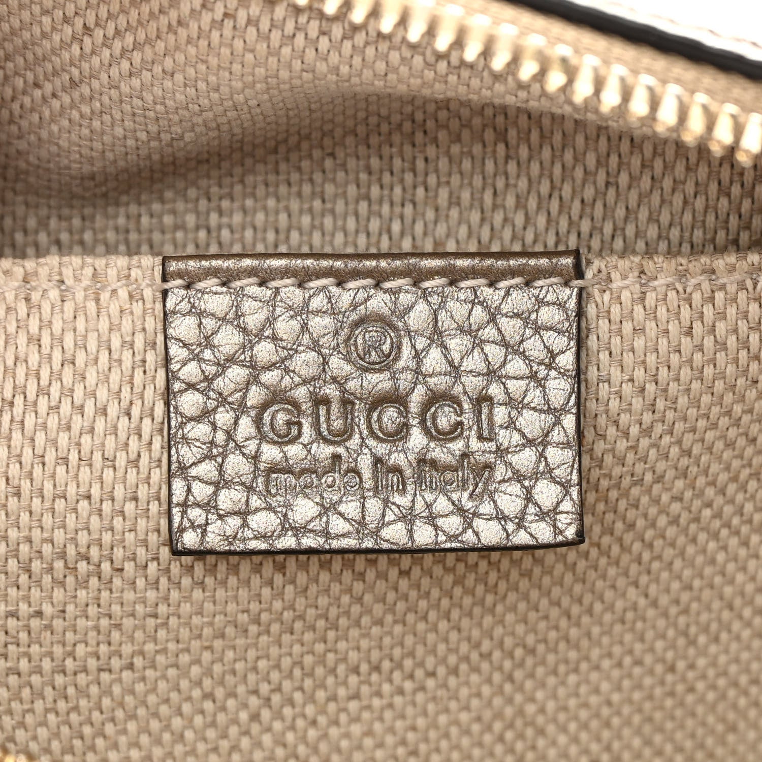 Gucci Metallic Pebbled Calfskin Small Soho Disco Bag Golden Beige 6 of 10