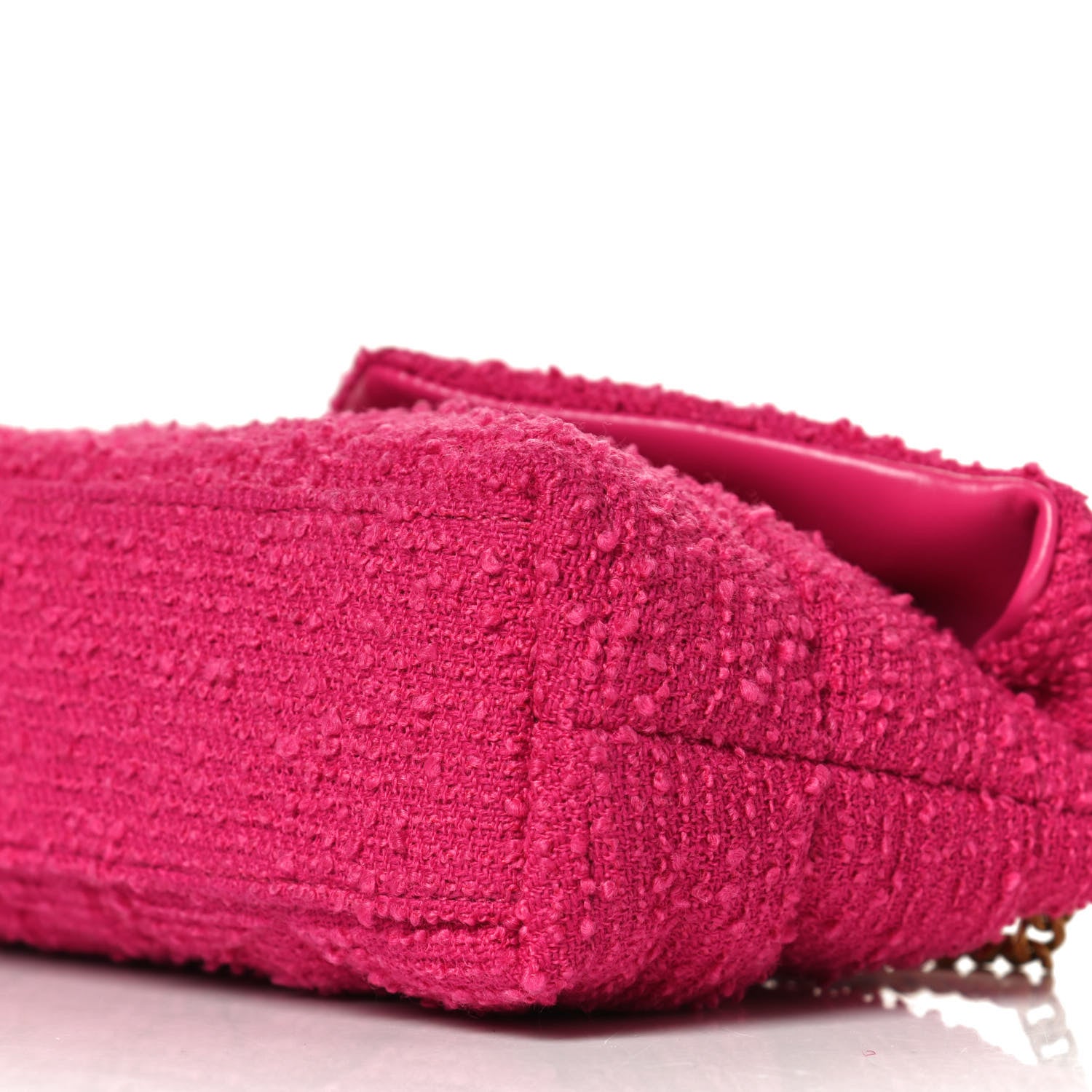 Saint Laurent Boucle Tweed Quilted Toy Loulou Puffer Monogram Chain Satchel Magenta 11 of 14