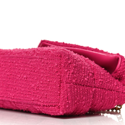 Saint Laurent Boucle Tweed Quilted Toy Loulou Puffer Monogram Chain Satchel Magenta 11 of 14
