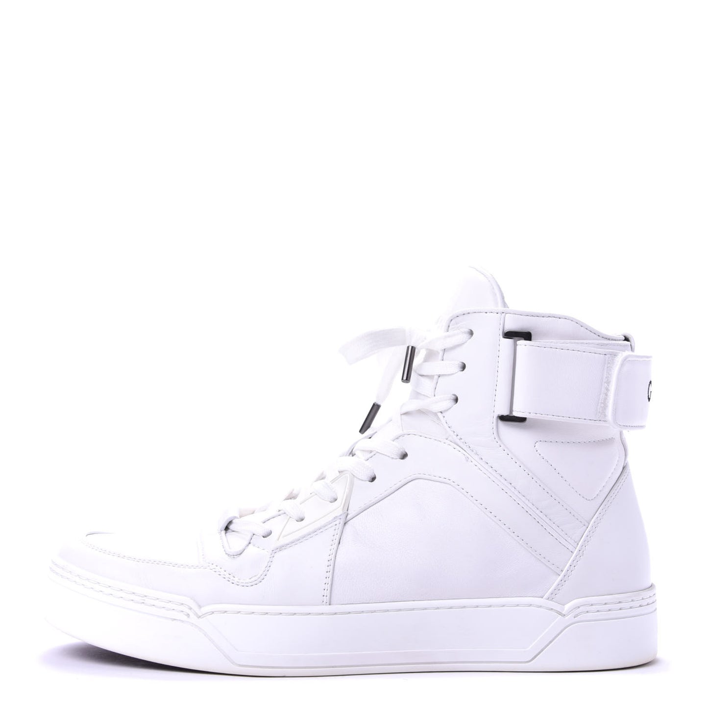 Calfskin Mens High Top Sneakers 9 White