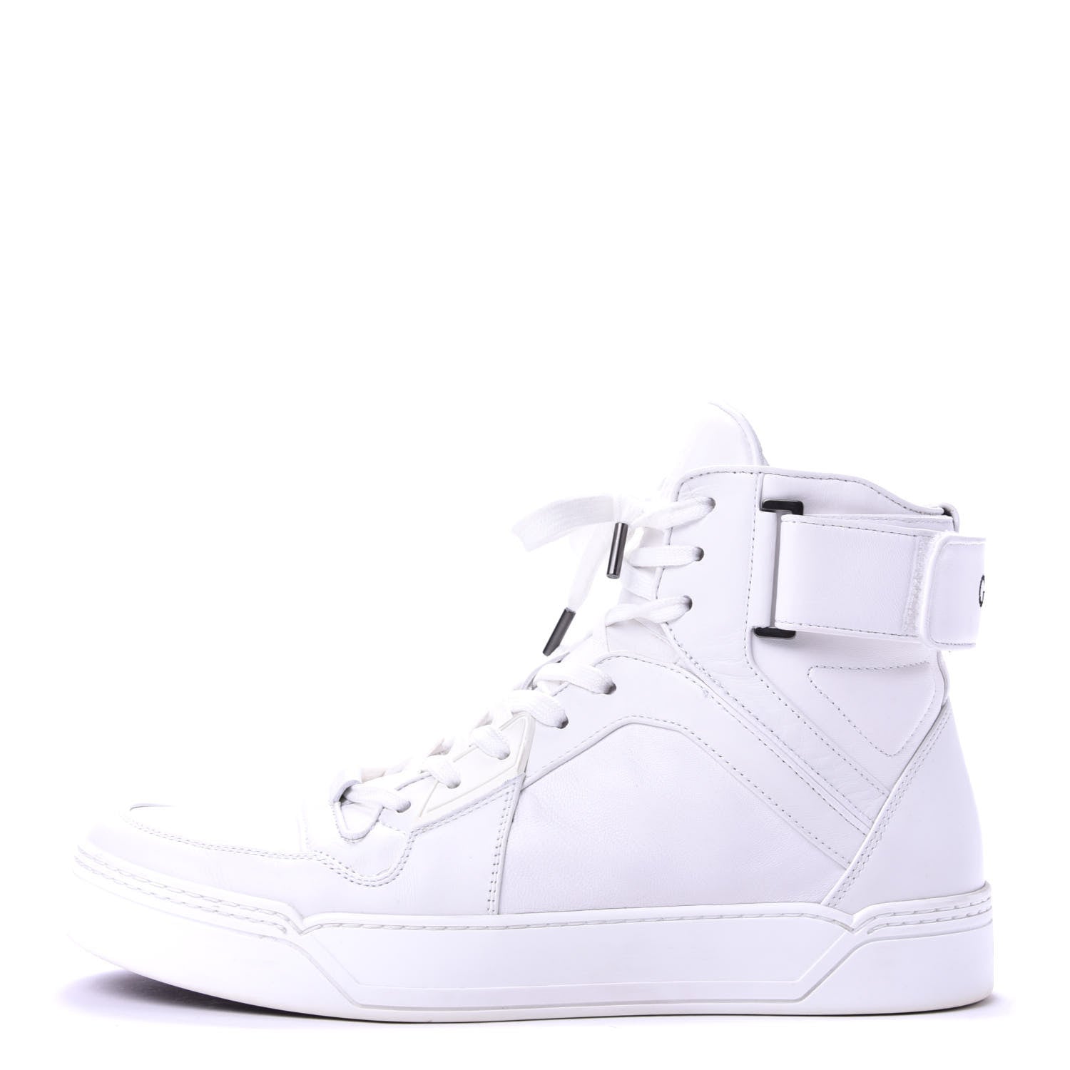 Gucci Calfskin Mens High Top Sneakers 9 White 1 of 10