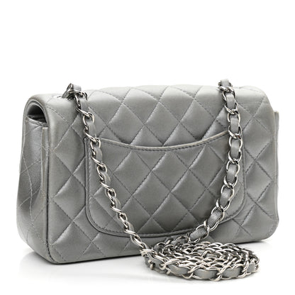 Chanel Metallic Lambskin Quilted Mini Rectangular Flap Silver 3 of 14