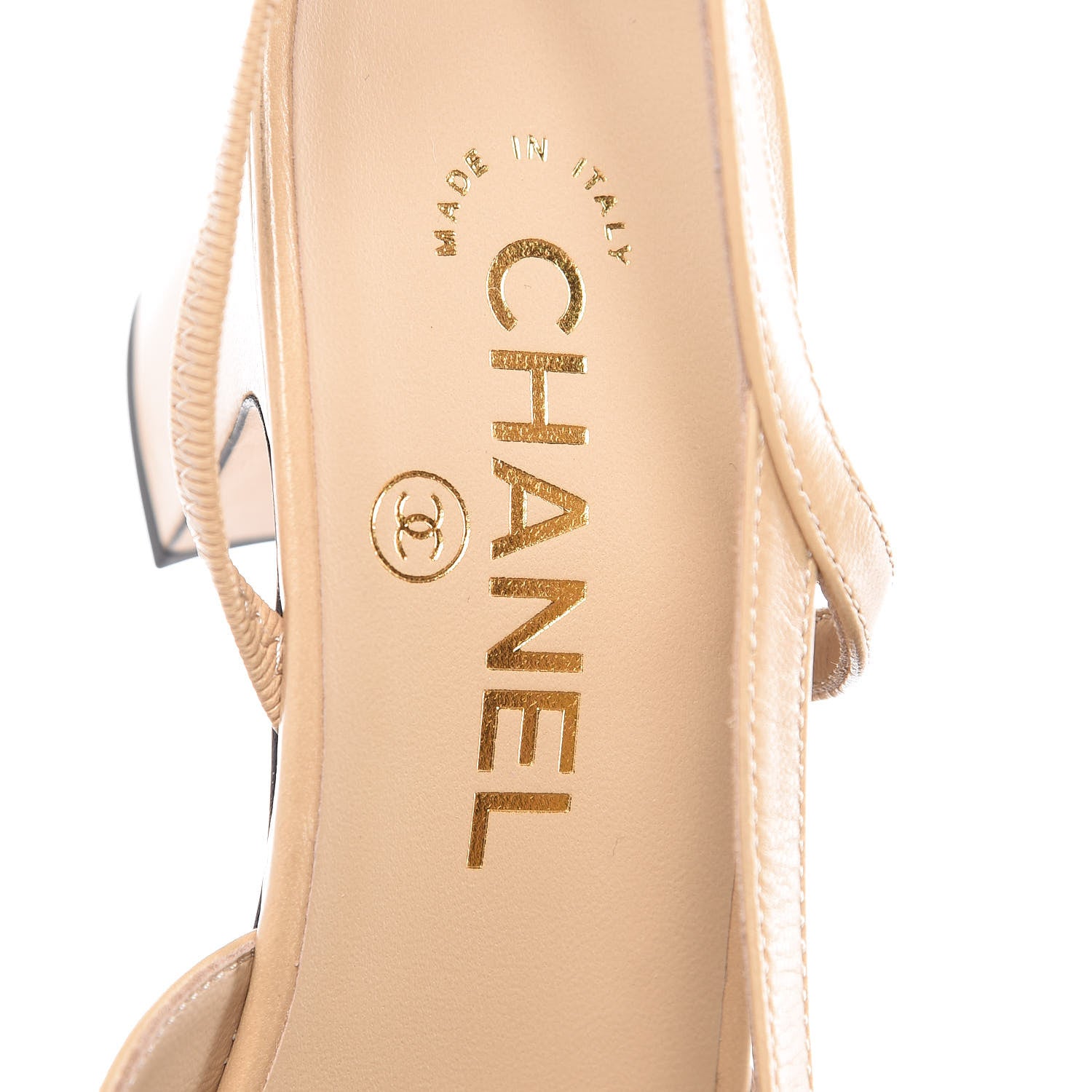 Chanel Goatskin Grosgrain Cap Toe CC Slingback Pumps 37.5 Beige Black 7 of 10