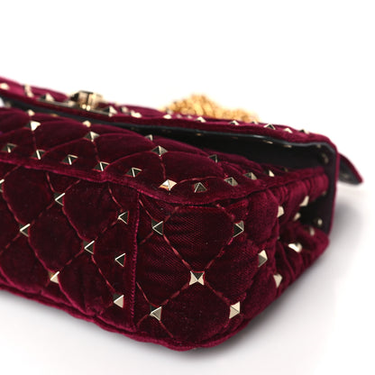 Valentino Garavani Velvet Small Rockstud Spike Shoulder Bag Rubino 8 of 8