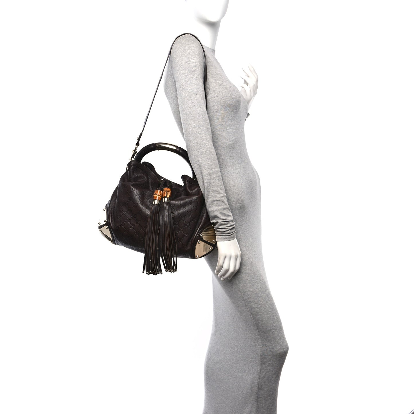 Guccissima Medium Indy Top Handle Hobo Dark Brown