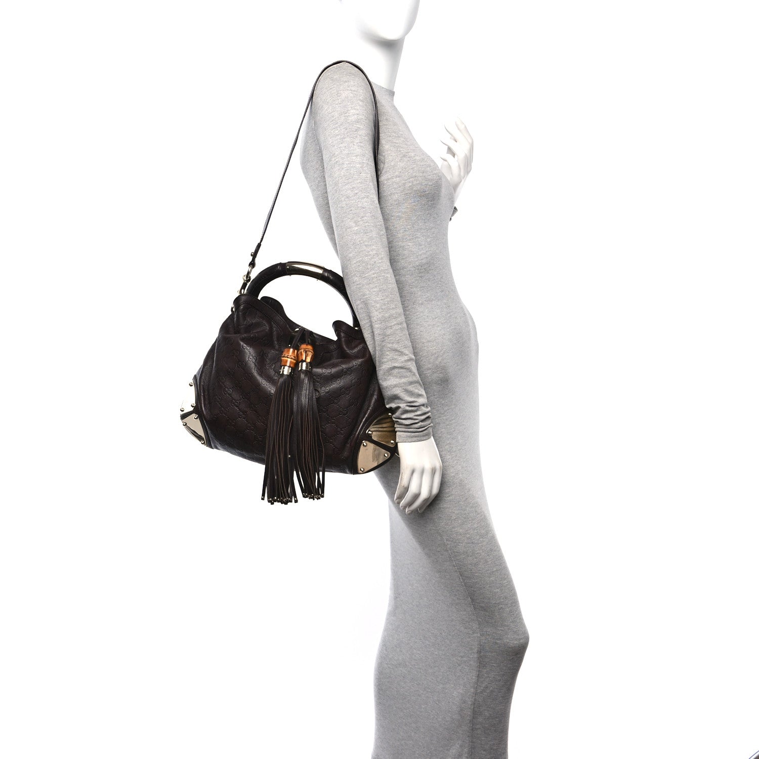 Gucci Guccissima Medium Indy Top Handle Hobo Dark Brown 2 of 11