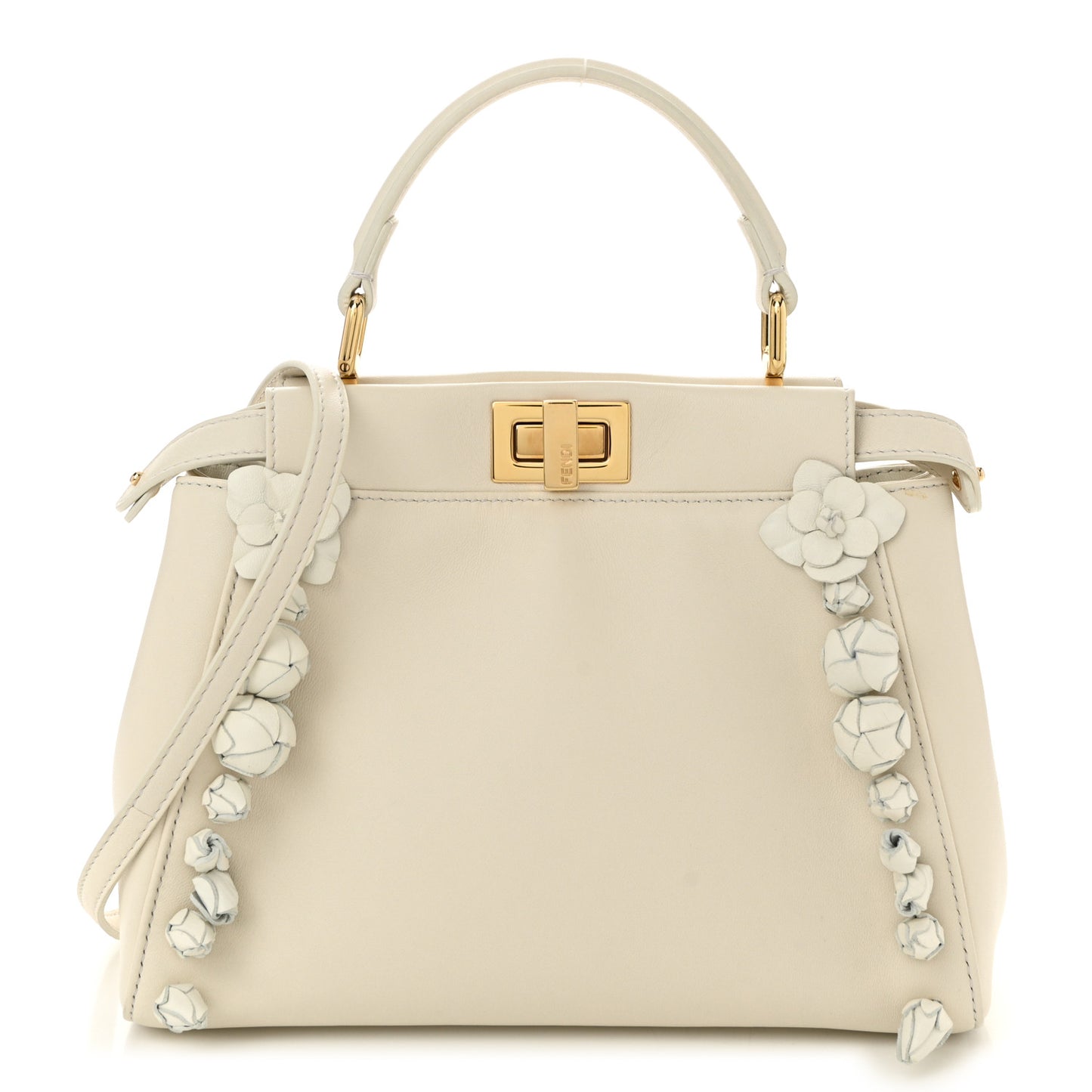 Nappa Rosebud Mini Peekaboo Iconic Satchel Bianco