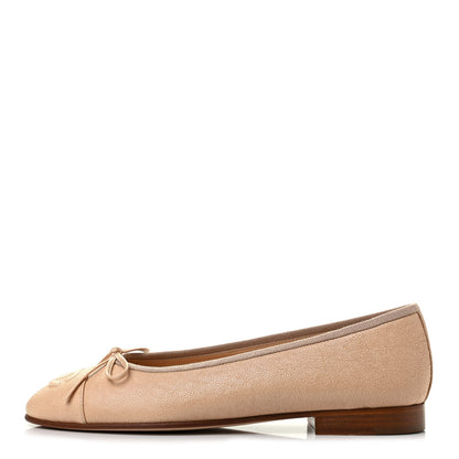 Chanel Caviar Cap Toe CC Ballerina Flats 35.5 Beige 1 of 8