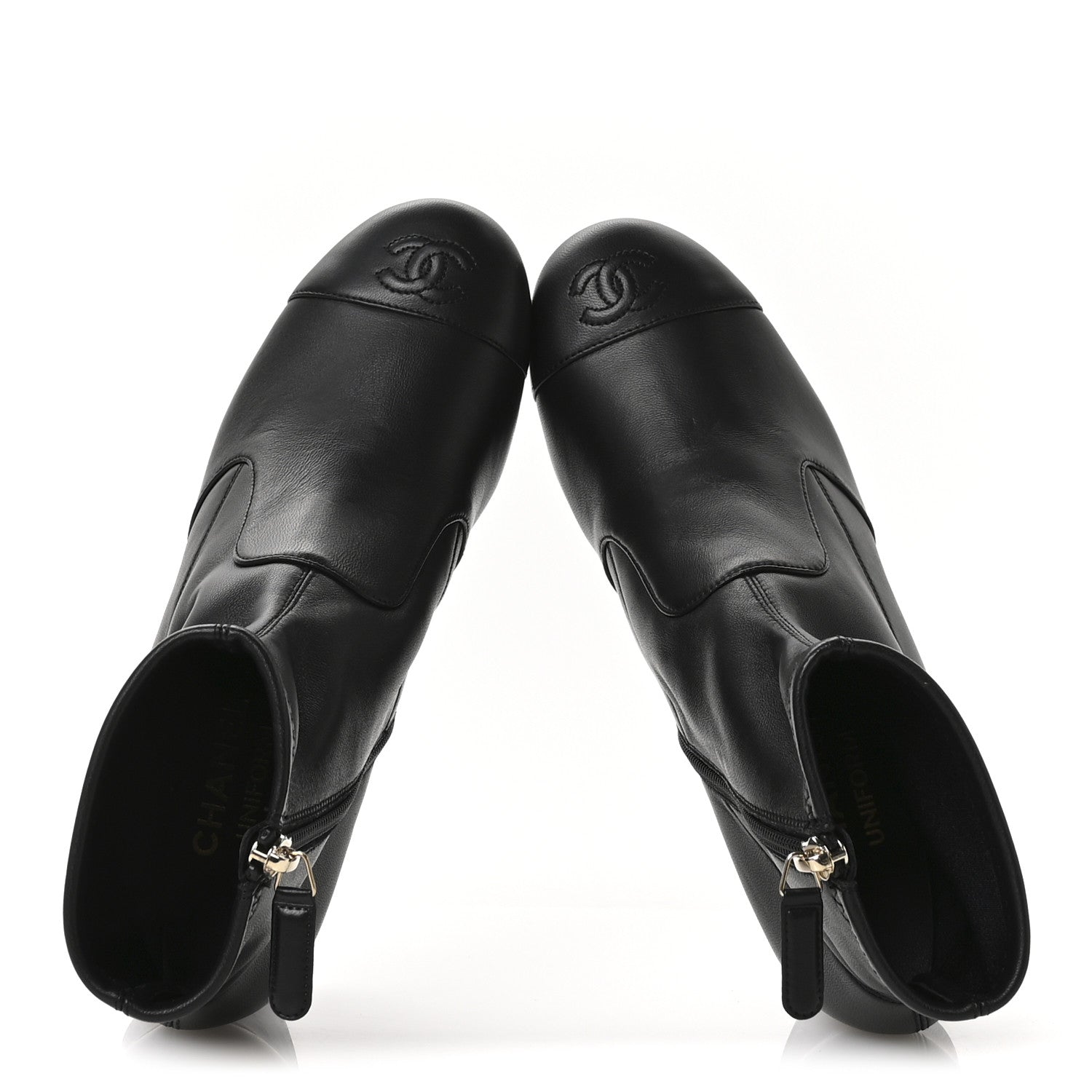 Chanel Stretch Lambskin Cap Toe CC Short Boots 38 Black 2 of 8