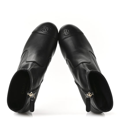 Chanel Stretch Lambskin Cap Toe CC Short Boots 38 Black 2 of 8