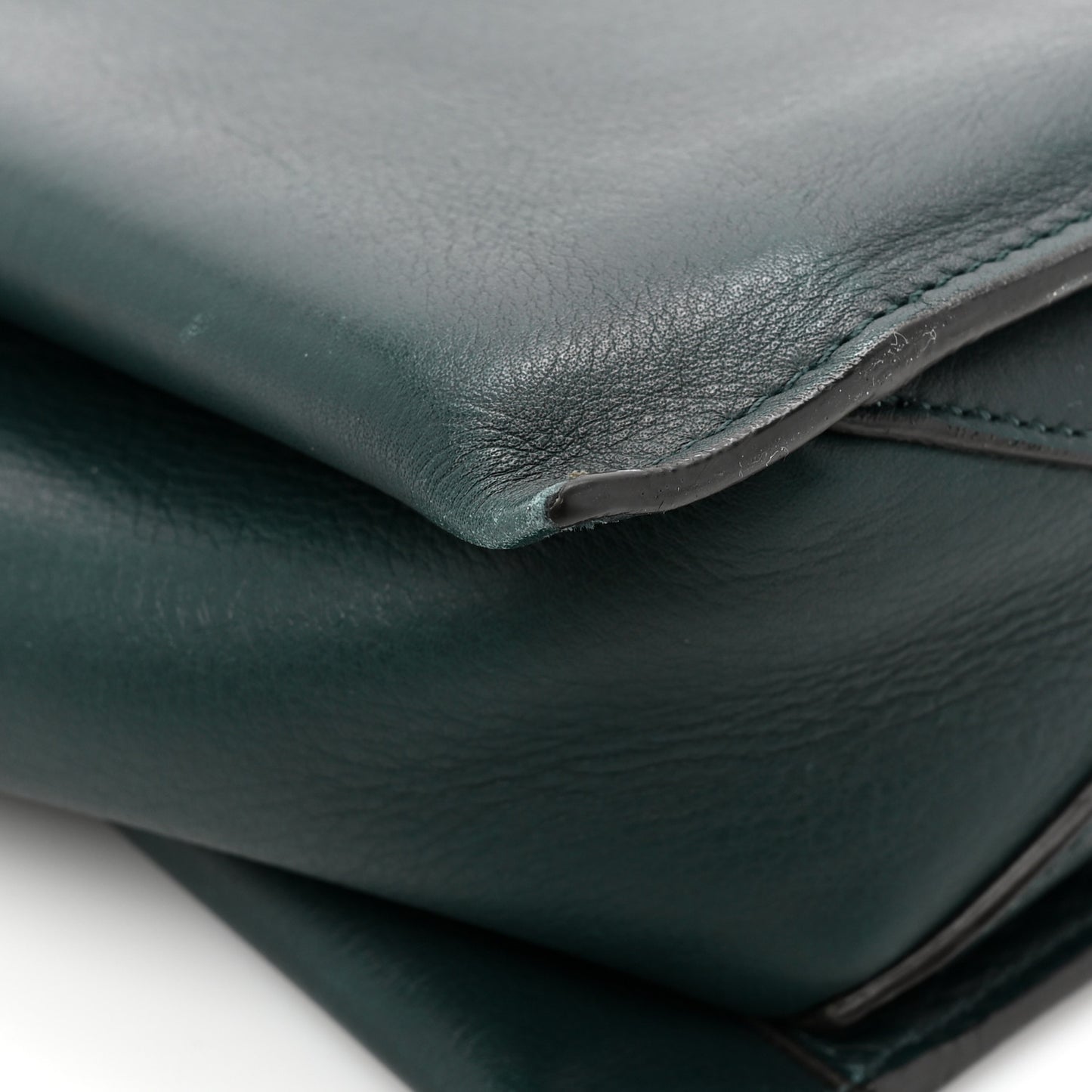 Smooth Calfskin Tri-Fold Clutch on Chain Bottle Green
