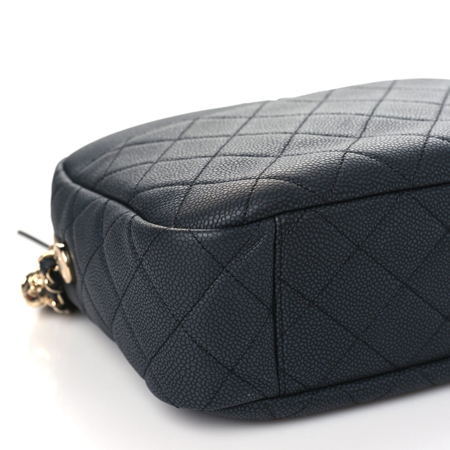 Caviar Quilted Large Coco Tassel Camera Case Dark Gray