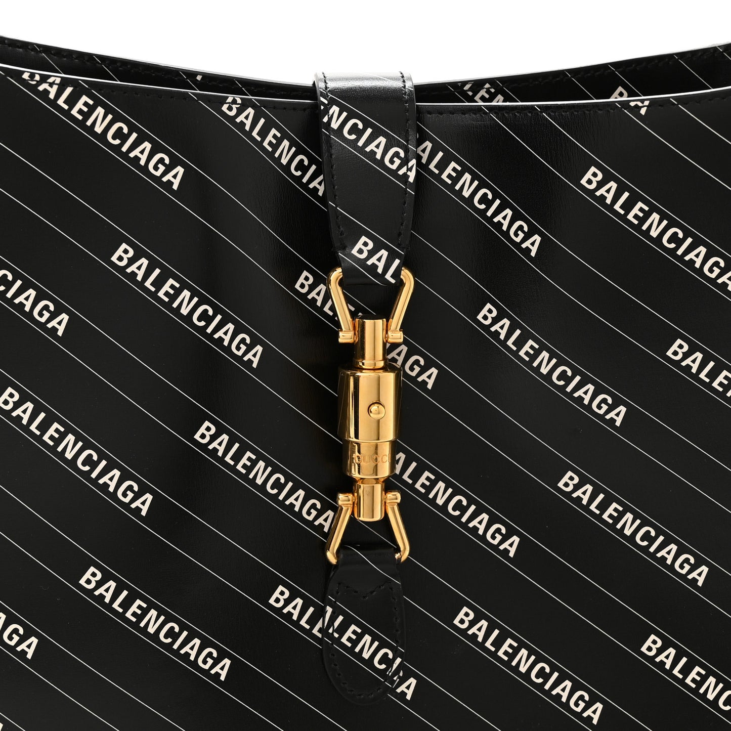 X BALENCIAGA Calfskin Logo Print Medium Jackie 1961 Hobo Black