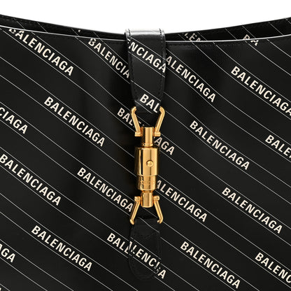 Gucci X BALENCIAGA Calfskin Logo Print Medium Jackie 1961 Hobo Black 8 of 10