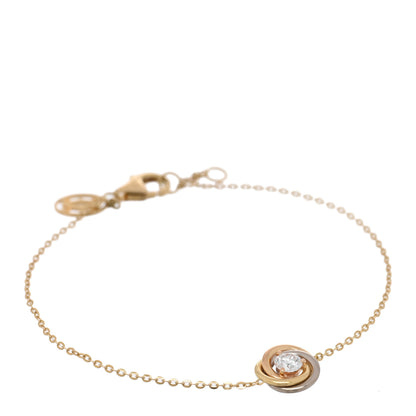 Cartier 18K Pink Yellow White Gold Diamond Trinity One Diamond Chain Bracelet 1 of 4