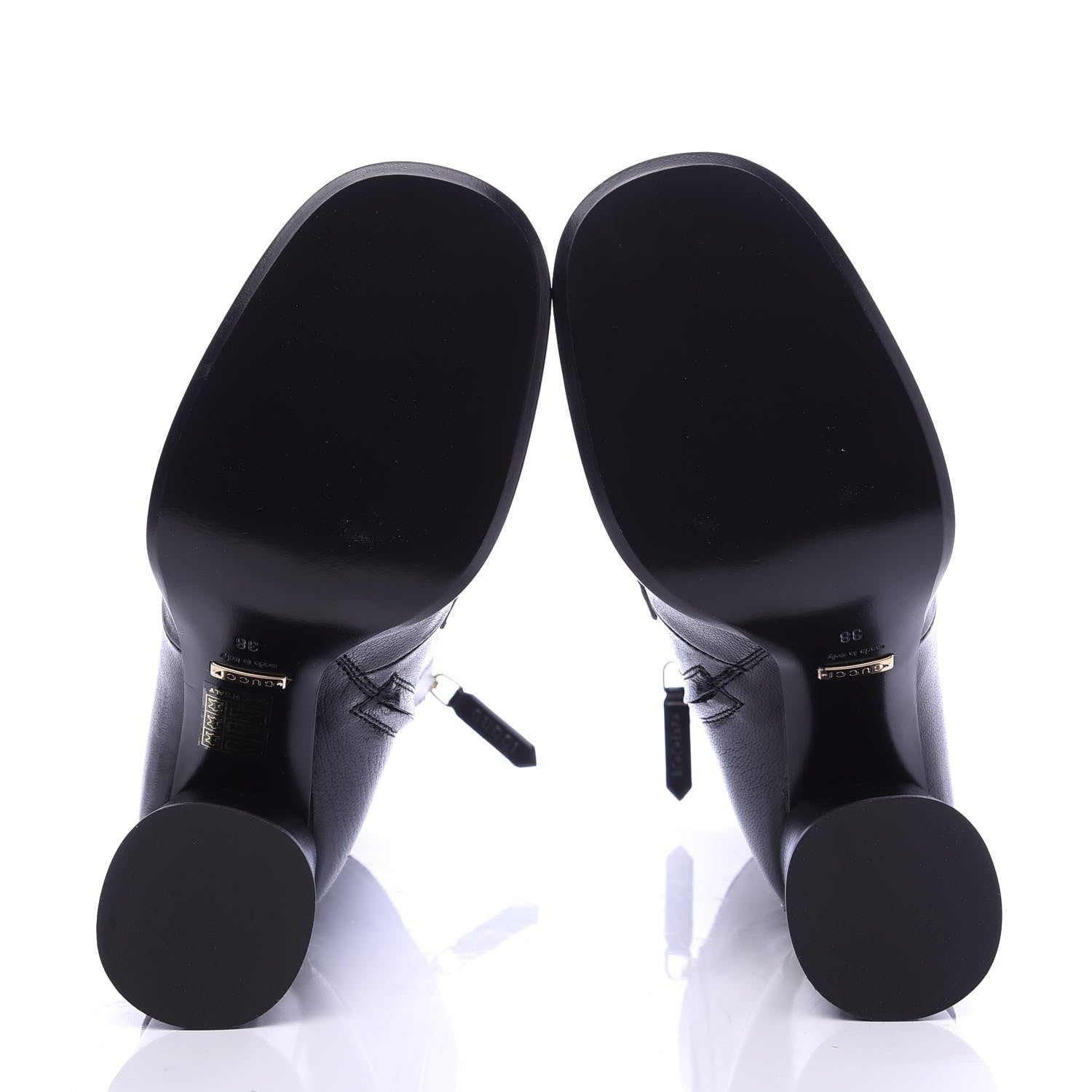 Gucci Goatskin Austin Calfskin Sylvie Chain Ankle Boots 38 Black 5 of 8