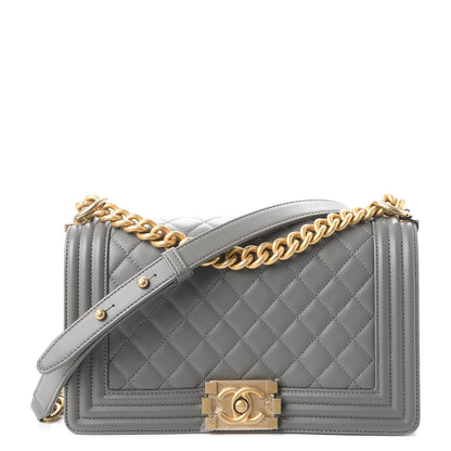 Chanel Lambskin Quilted Medium Boy Flap Grey 1 of 7
