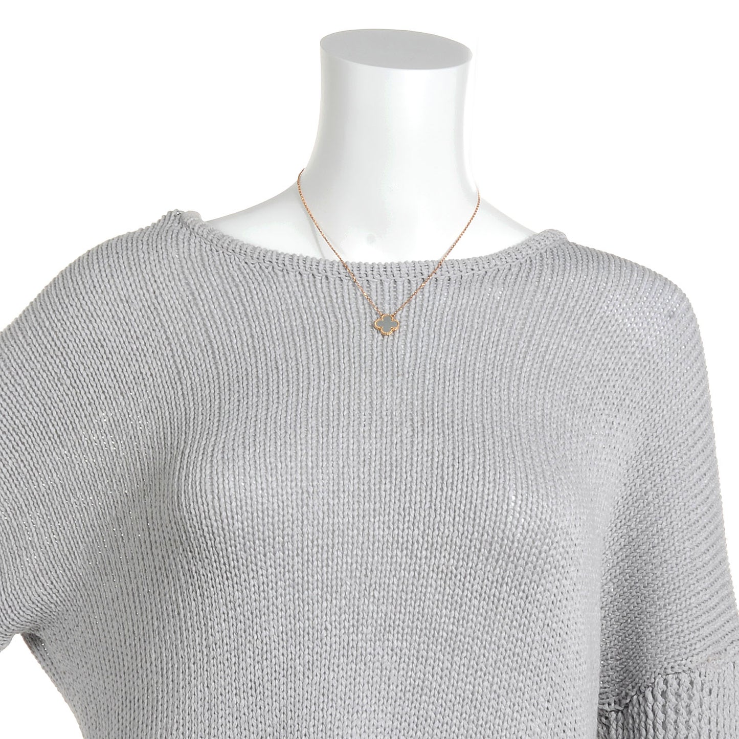 18K Rose Gold Mother of Pearl Vintage Alhambra Pendant Necklace