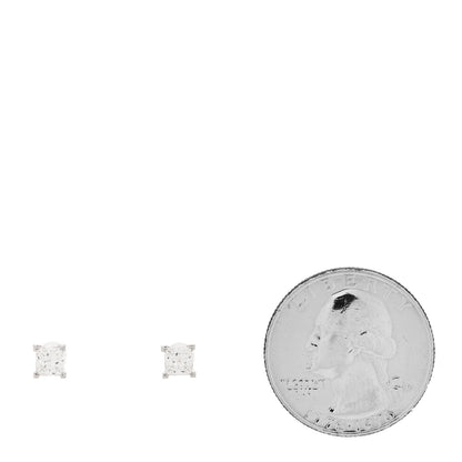 Tiffany Platinum Diamond .73ctw Princess Cut Solitaire Earrings 2 of 6