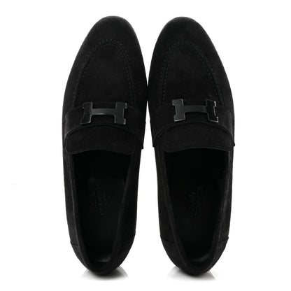 Hermes Suede Goatskin Paris Loafers 36 Black 2 of 10