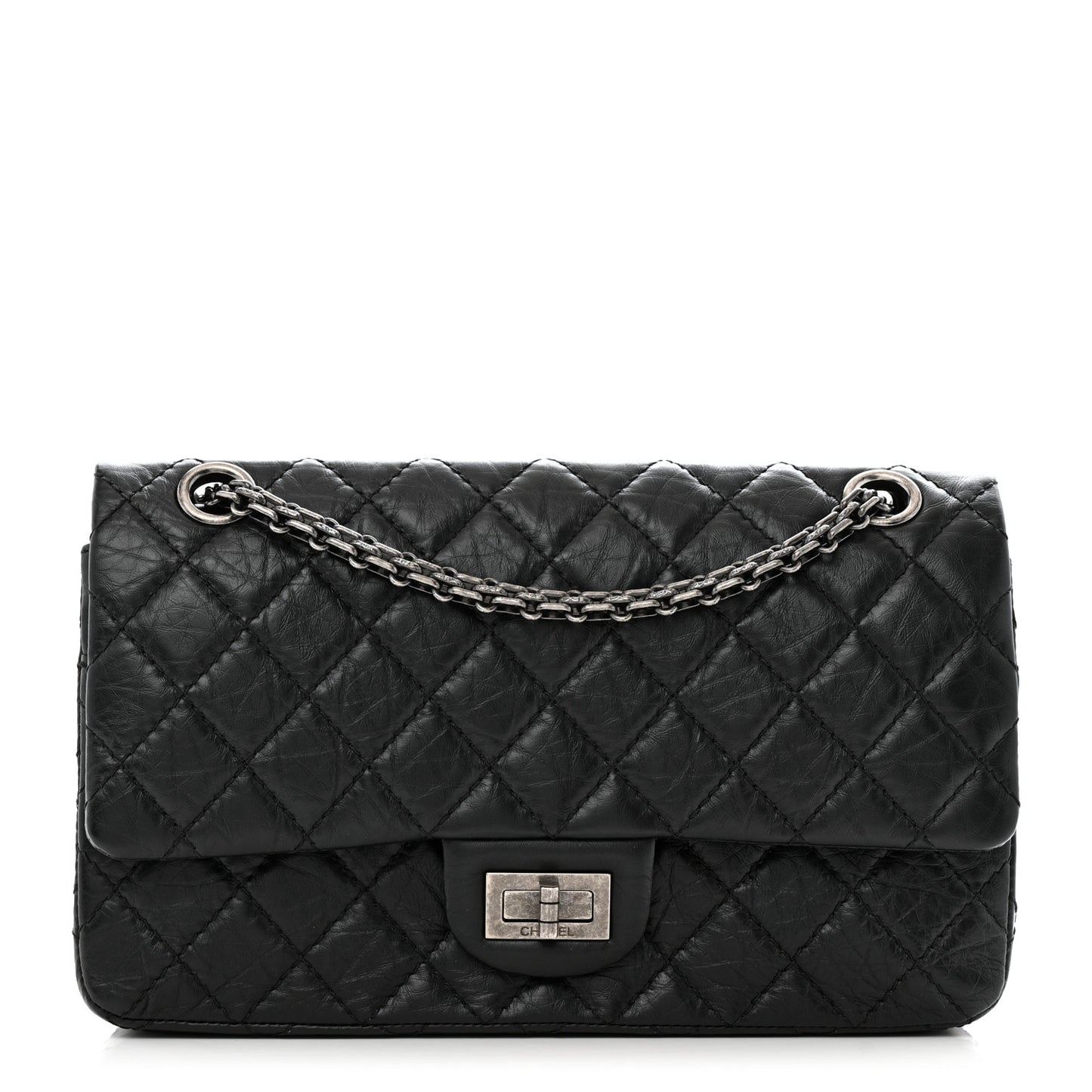 Aged Calfskin Quilted 2.55 Reissue 225 Flap Black