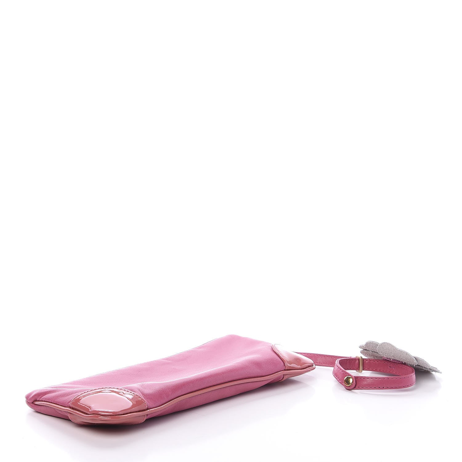 Chanel Lambskin Patent Leather Camellia Wristlet Pink 4 of 10